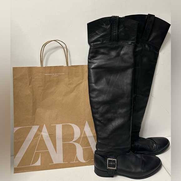 ZARA- ladies Leather over the knee rider boots - Picture 2 of 5